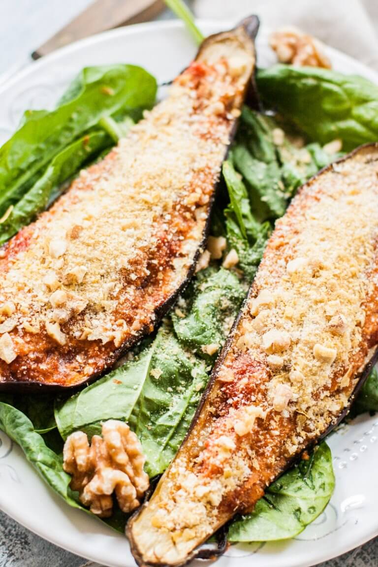 Marinara Stuffed Roasted Eggplant