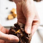 Vegan Caramel-Stuffed Double Chocolate Cookies