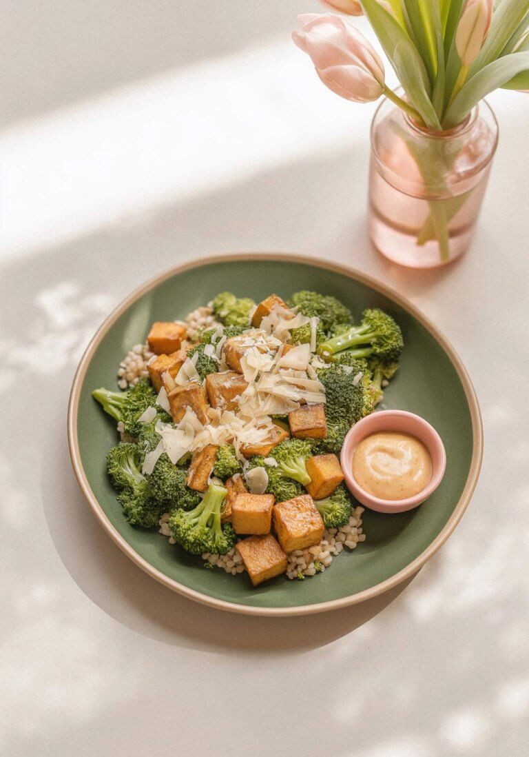 Crispy Tofu with Broccoli and Rice