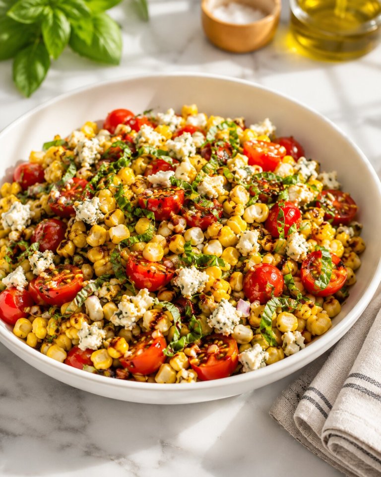 Summer Corn Salad with Gorgonzola Cheese