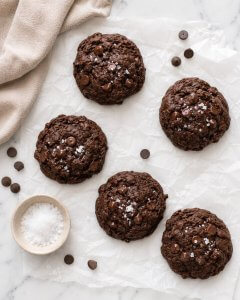 Vegan Caramel-Stuffed Double Chocolate Cookies